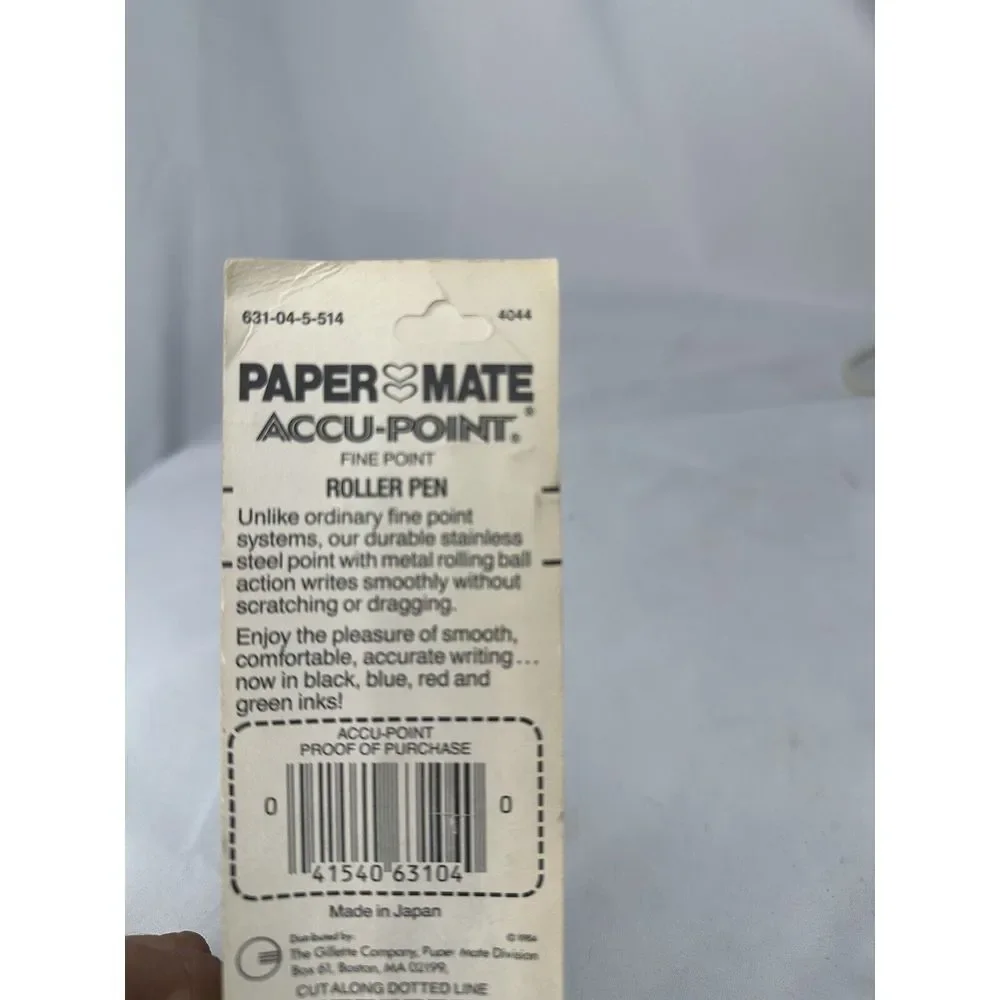 Papermate Accu-point Double Heart NOS new Blue Ink Pen‎ Roller Fine 1984 4044